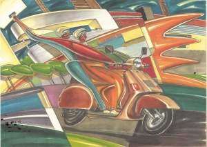 llustrazione per Piaggio, 1987, tecnica mista su carta