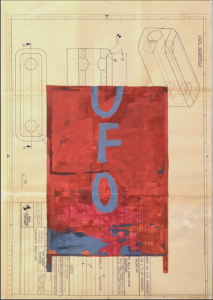 Lello Lopez, Dal progetto The Factory, 2010, tecnica mista su cianografia, cm 60,5x42,5