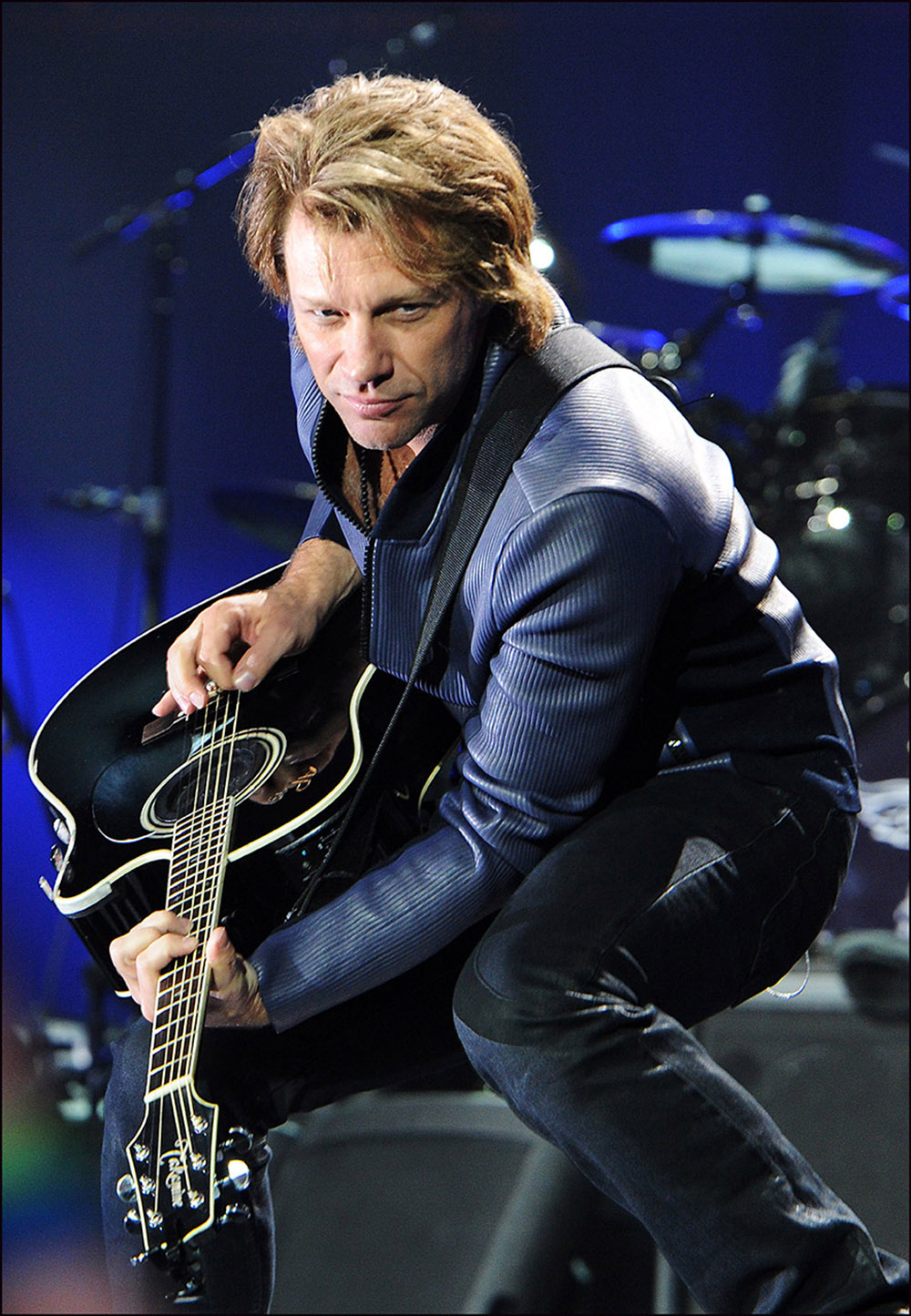 Jon Bon Jovi performs as his band continue their series of concerts throughout June at London’s O2 Arena, 17 June 2010