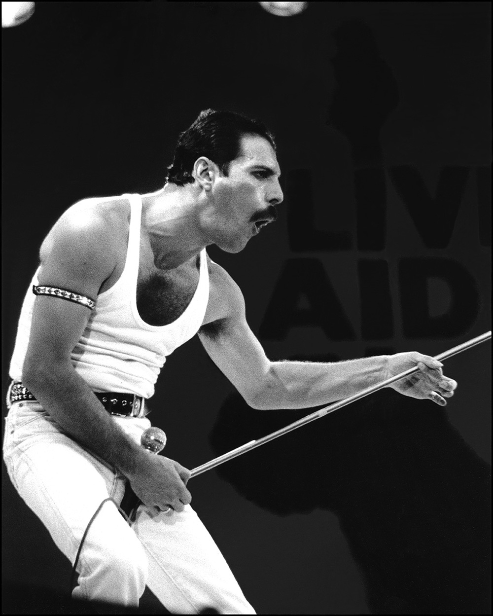 Freddie Mercury, Live Aid at Wembley Stadium, London, 13 July 1985