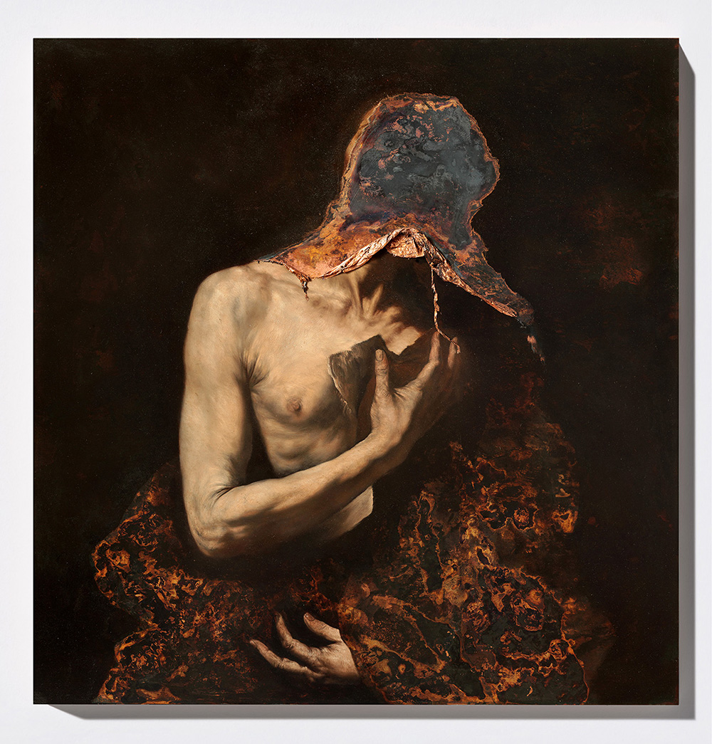 Nicola Samorì, Tanning Prayer Engulf II, 2024, olio su rame, cm 90x87x3